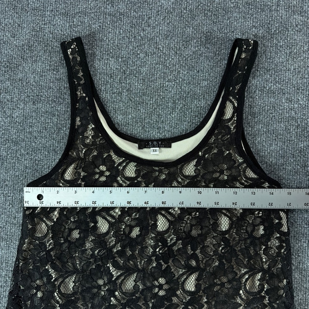 S.O.Y. Shine On You Black Floral Lace Y2k Tank Top Whimsigoth Xs Summer Goth View 3